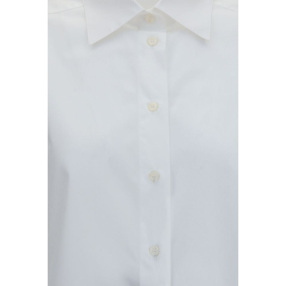 Chemise blanche en coton Dolce & Gabbana pour homme, détail classique avec col et boutons visibles.