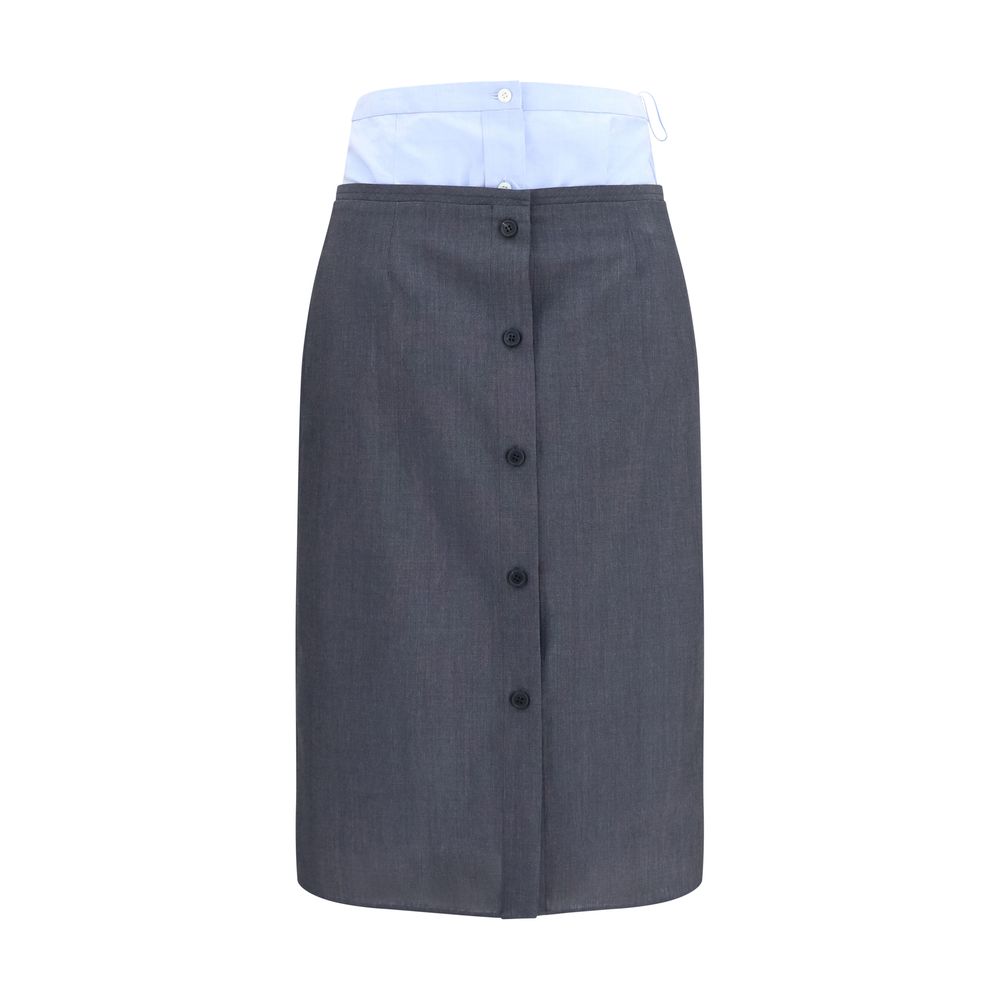 Prada Gray Cotton Midi Skirt