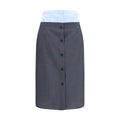 Prada Gray Cotton Midi Skirt