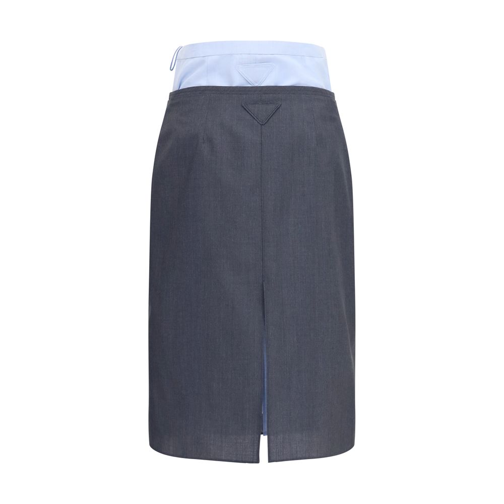 Prada Gray Cotton Midi Skirt