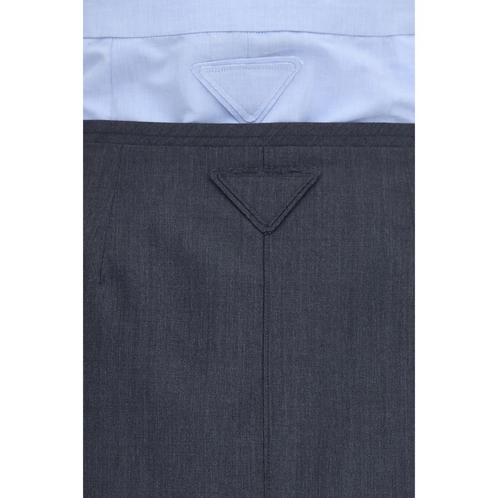 Prada Gray Cotton Midi Skirt