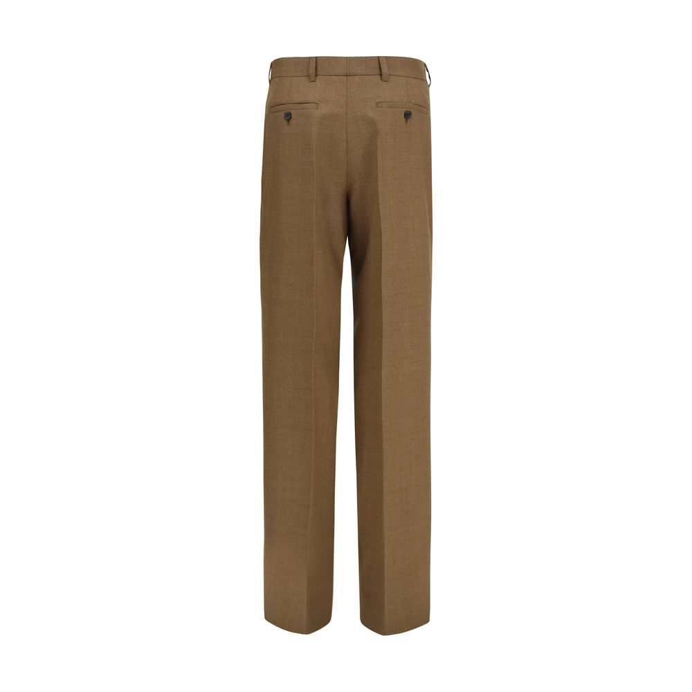 Pantalons de costume en laine marron Prada Oves Aries pour femme, coupe élégante et tissu de qualité visible sur l'image.
