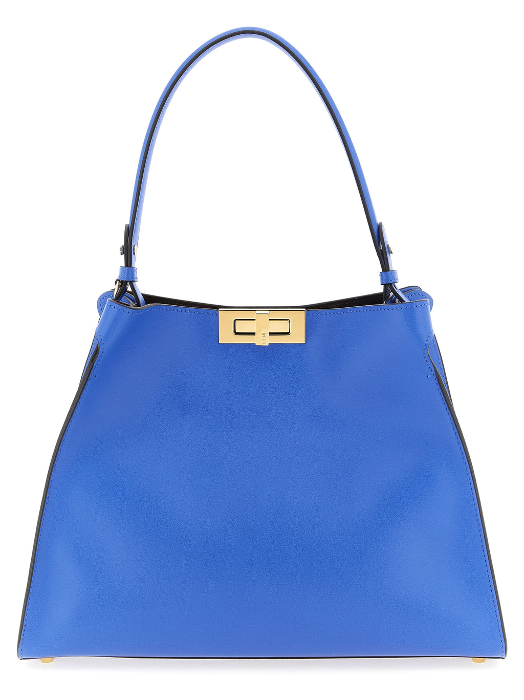 Sac à main Fendi en cuir de veau bleu, élégant et sophistiqué, avec détails raffinés et finition de haute qualité.