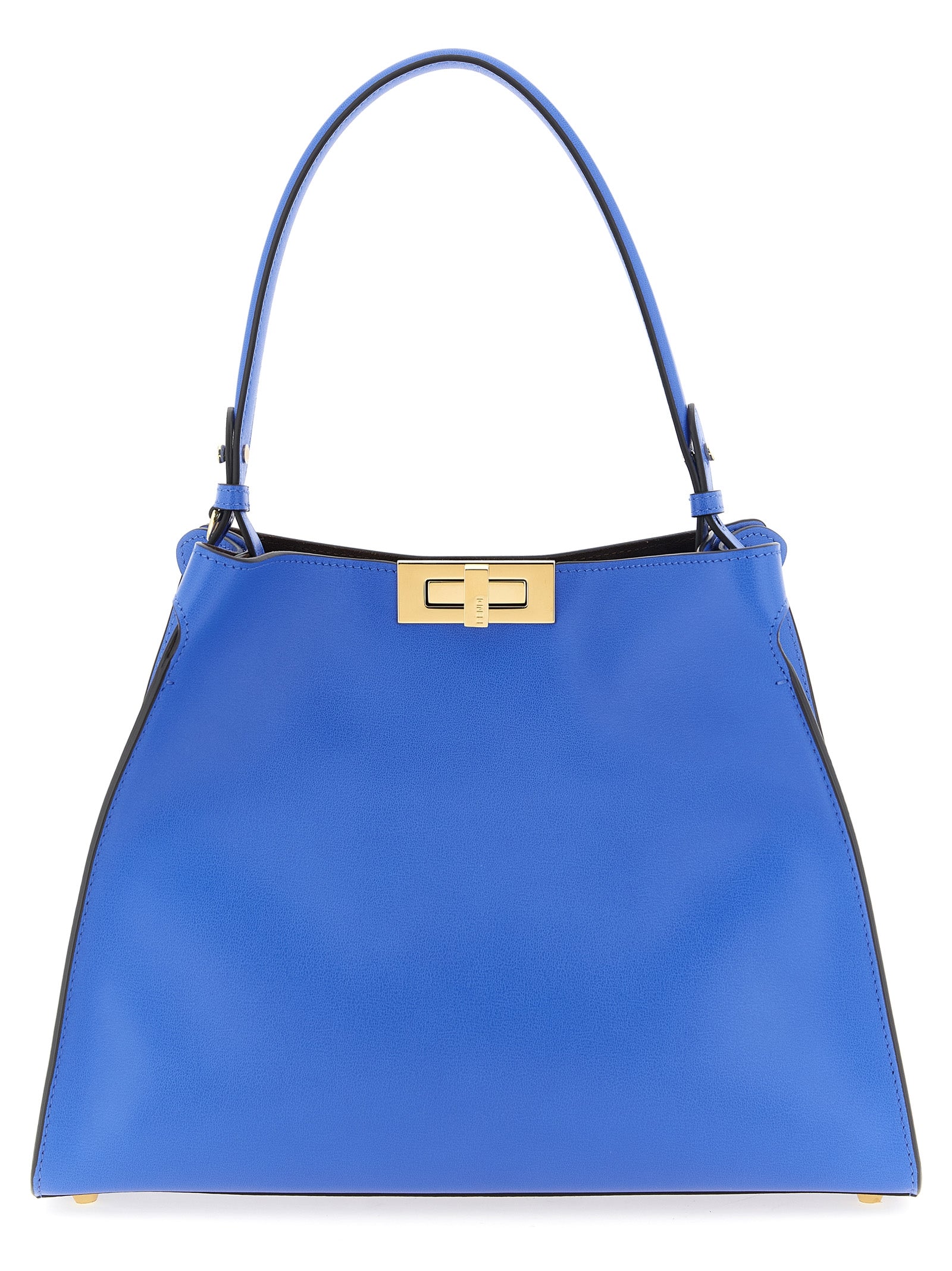 Sac à main Fendi en cuir de veau bleu, élégant et sophistiqué, avec détails raffinés et finition de haute qualité.