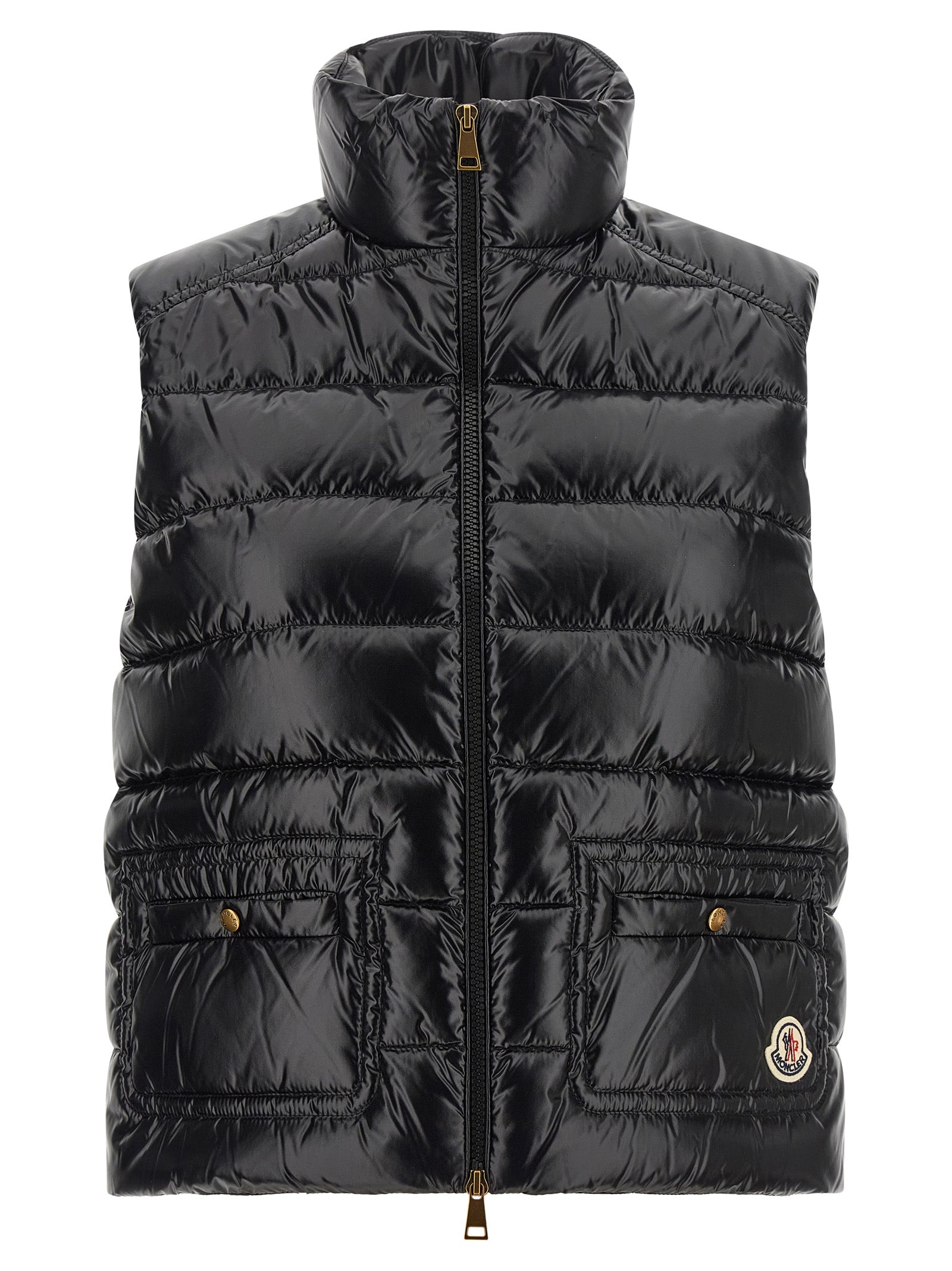 Moncler Schwarze ärmellose Jacke aus Polyamid