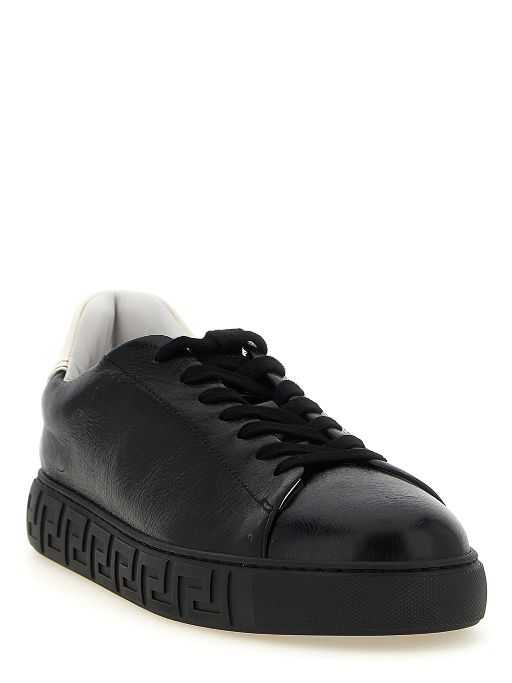 Chaussures basses Versace Bicolor en cuir de veau, style moderne et élégant, pour un look sophistiqué.