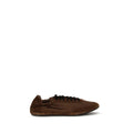 Chaussures de sport Prada en caoutchouc marron, baskets athlétiques élégantes et confortables, vues de face.