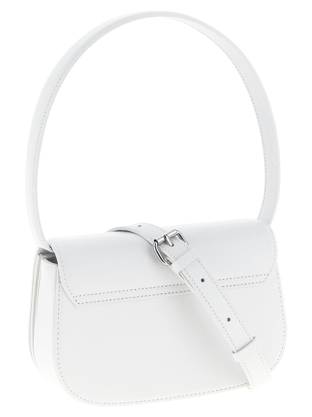 Sac à bandoulière Diesel en cuir de vache blanche, avec détails élégants et finition de haute qualité.