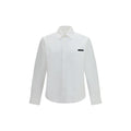Chemise blanche en coton Prada pour homme, col classique et manches longues, élégante et impeccable.