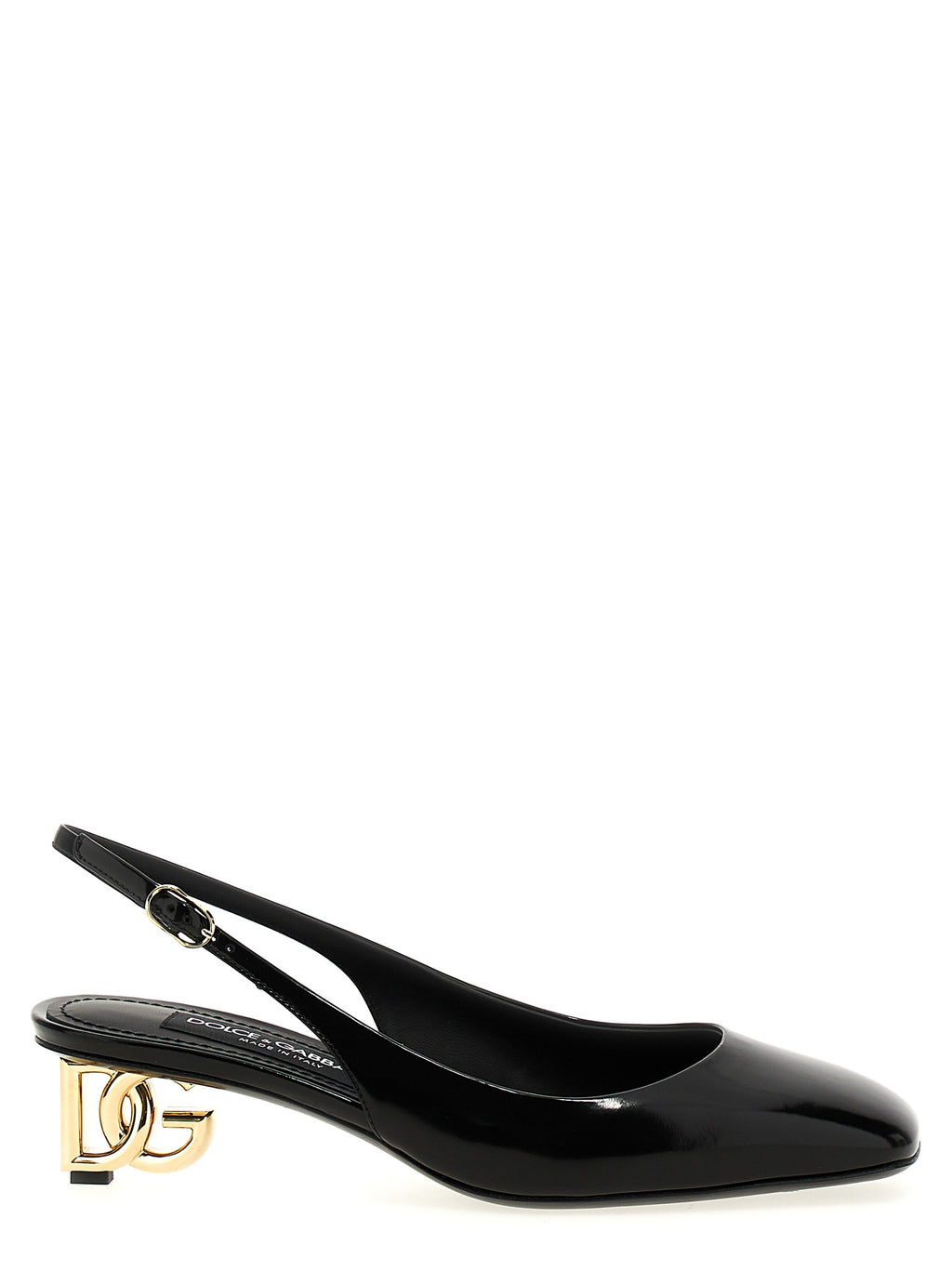 Dolce & Gabbana Pumps aus schwarzem Kalbsleder mit mittlerem Absatz
