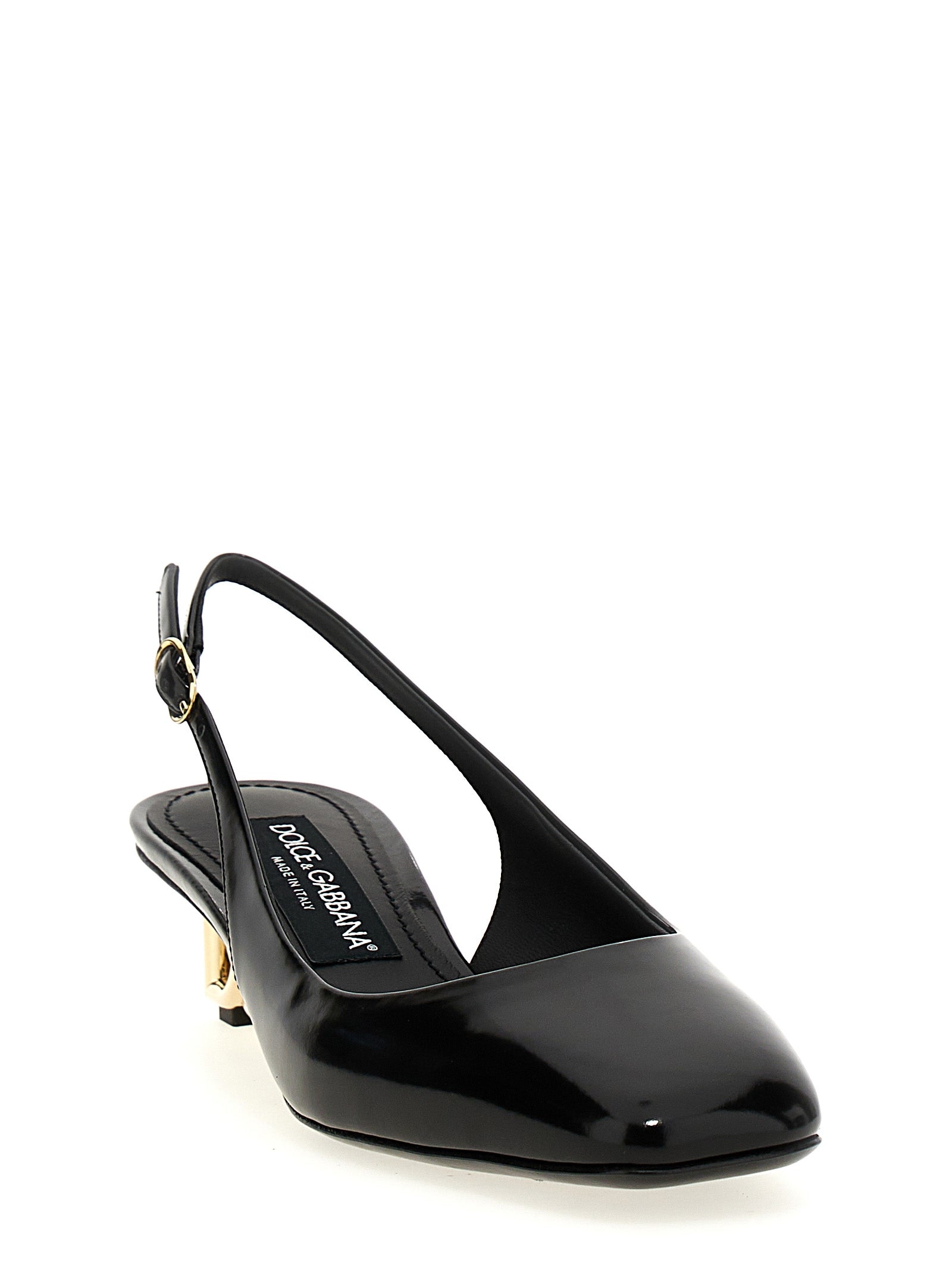 Dolce & Gabbana Pumps aus schwarzem Kalbsleder mit mittlerem Absatz