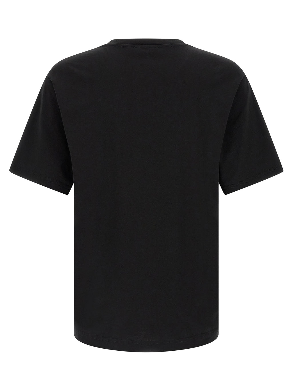 T-shirt noir en coton de la marque Dolce & Gabbana, coupe classique avec logo discret, porté sur mannequin.
