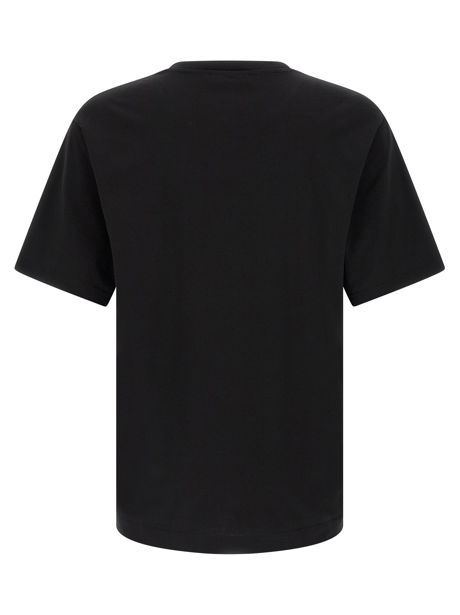 T-shirt noir en coton de la marque Dolce & Gabbana, coupe classique avec logo discret, porté sur mannequin.