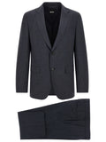Costume deux pièces en polyester bleu de Hugo Boss, veste et pantalon élégants pour homme.