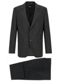 Costume deux pièces en laine vierge grise de Hugo Boss, veste et pantalon élégants pour homme.