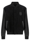 Veste bomber noire en polyester de la marque Hugo Boss, vue de face avec fermeture éclair et col côtelé.