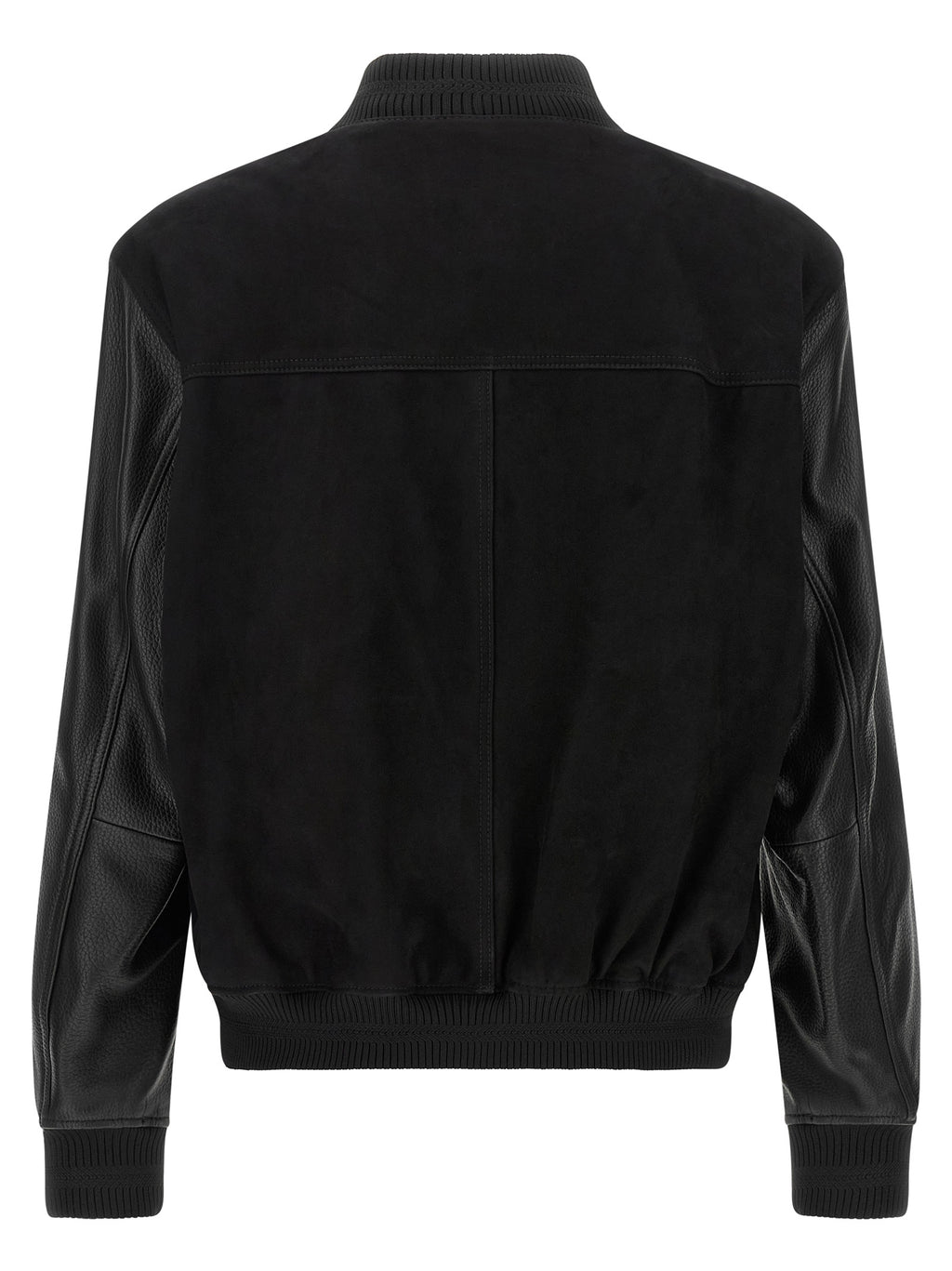 Veste bomber en polyester noire de Hugo Boss, coupe moderne avec col montant et fermeture éclair visible.