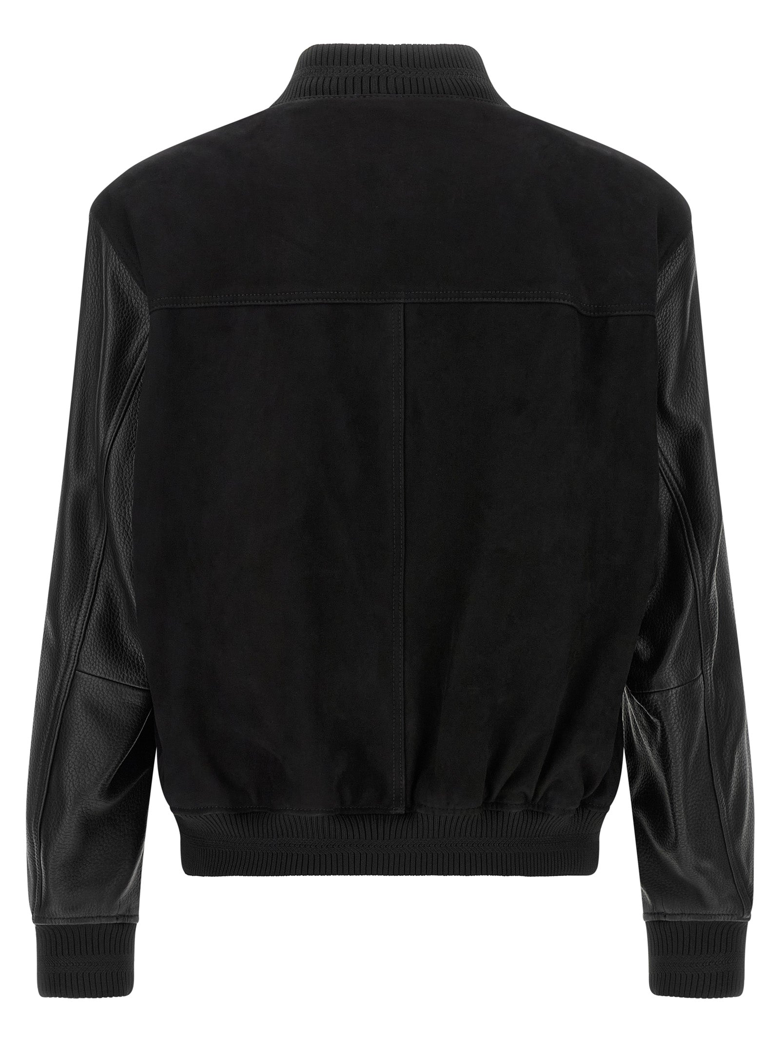 Veste bomber en polyester noire de Hugo Boss, coupe moderne avec col montant et fermeture éclair visible.