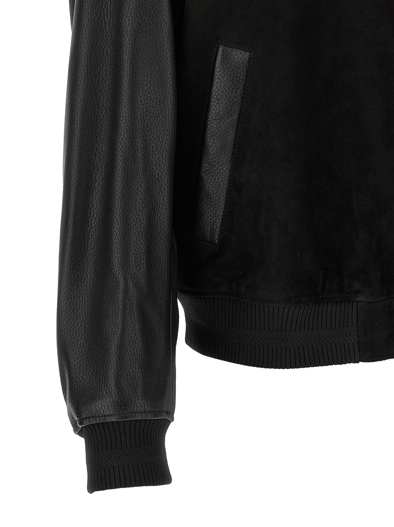 Veste bomber noire en polyester de Hugo Boss, coupe ajustée avec col ras du cou et fermeture éclair visible.