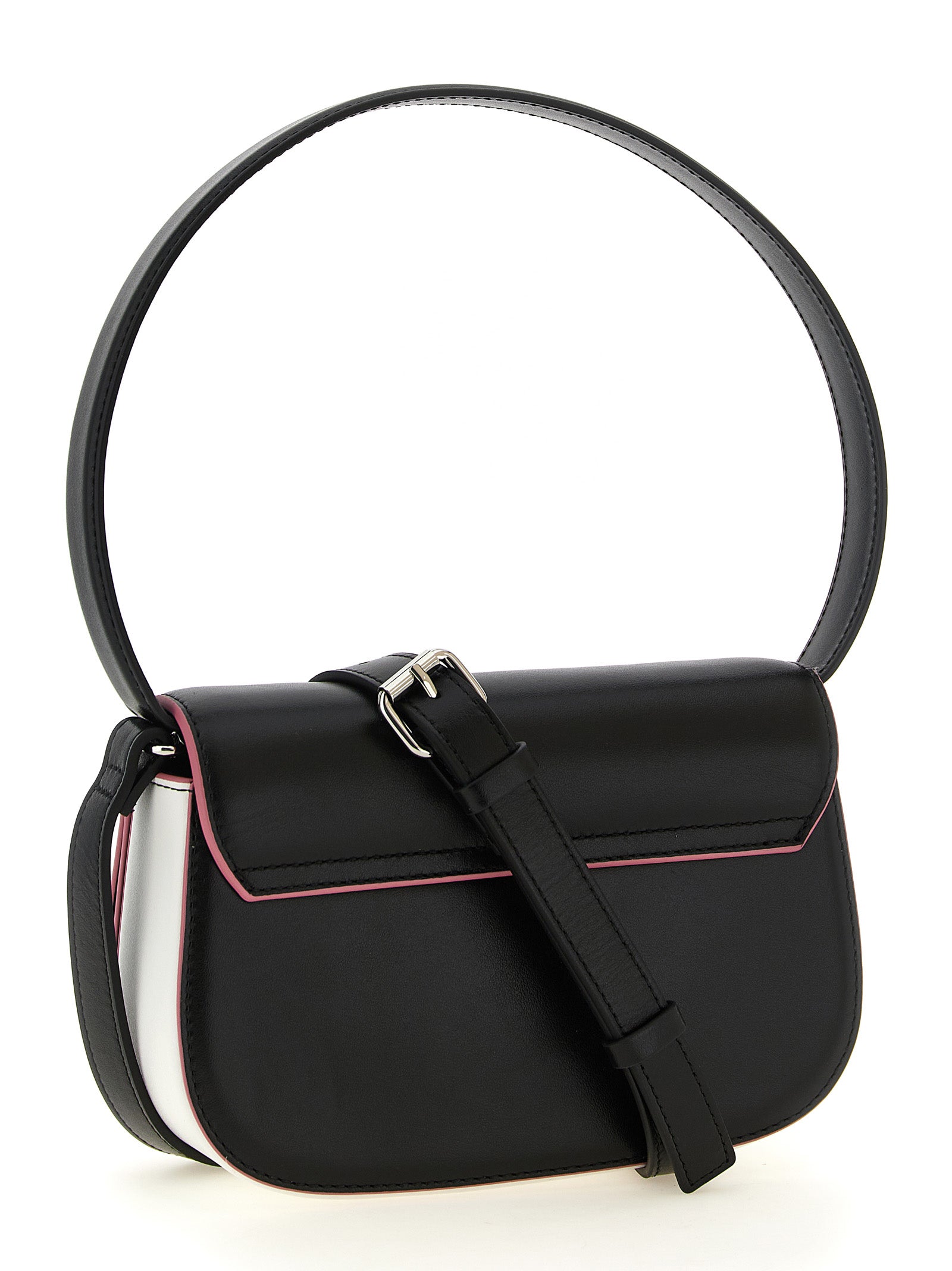 Sac à bandoulière Diesel multicolore en fibres variées, avec poignées en cuir et design tendance visible sur l'image.