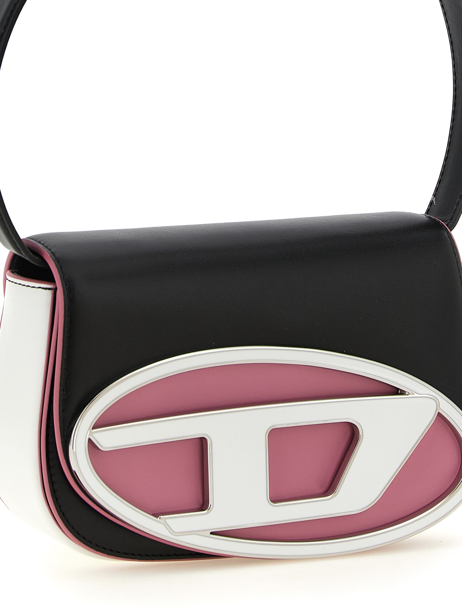 Sac à bandoulière Diesel multicolore en fibres diverses, visible avec poignet et fermeture zippée.