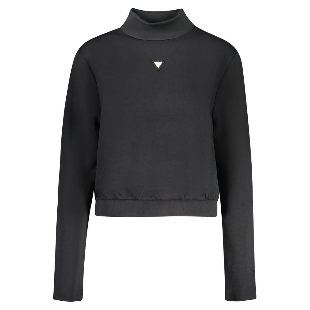 Sweat-shirt pour femmes Guess Jeans noir en polyester, style décontracté avec logo Guess visibles sur le devant.