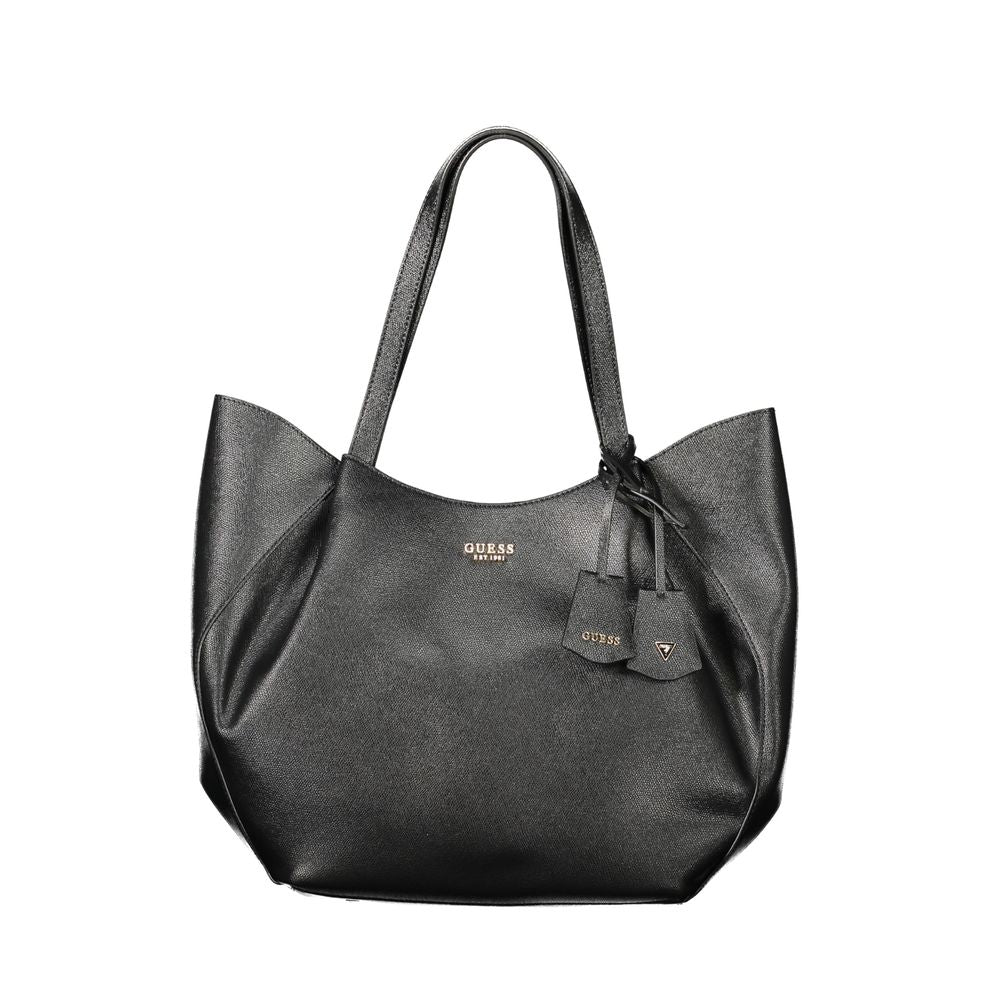 Sac à main Guess Jeans en cuir noir poliuréthane pour femme, élégant et tendance avec détails modernes.