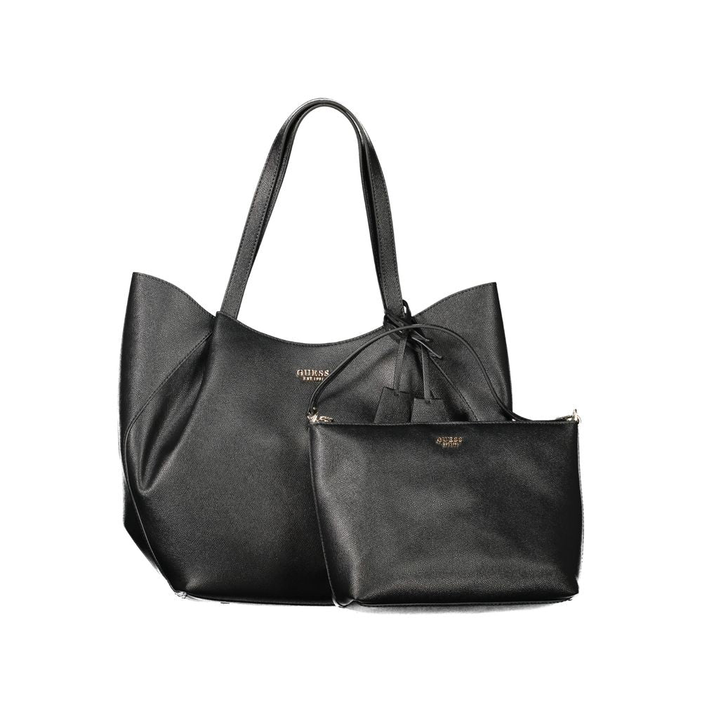 Sac à main Guess Jeans en noir en polyuréthane pour femmes, avec détails élégants et finition moderne.