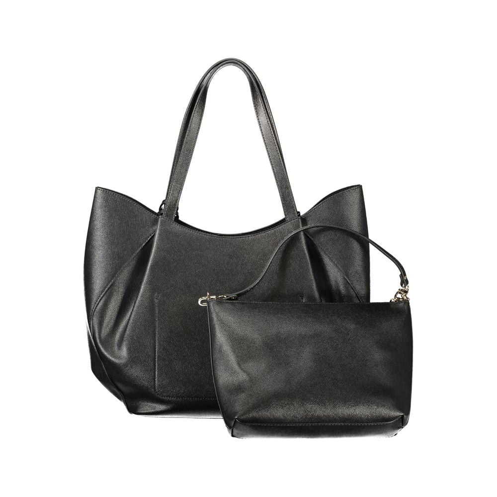 Sac à main Guess Jeans en polyuréthane noir pour femmes, élégant et tendance, avec détails modernes.