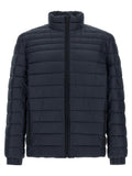 Veste longue en polyamide bleue de Hugo Boss, style moderne et élégante, visible avec fermeture éclair et col montant.
