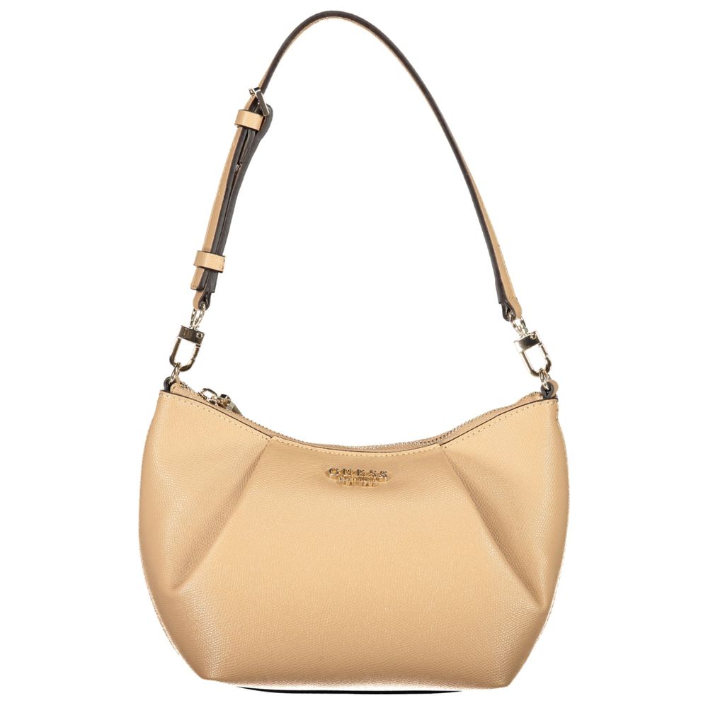 Sac à main Guess Jeans en polyuréthane beige pour femmes, avec design élégant et détails modernes.