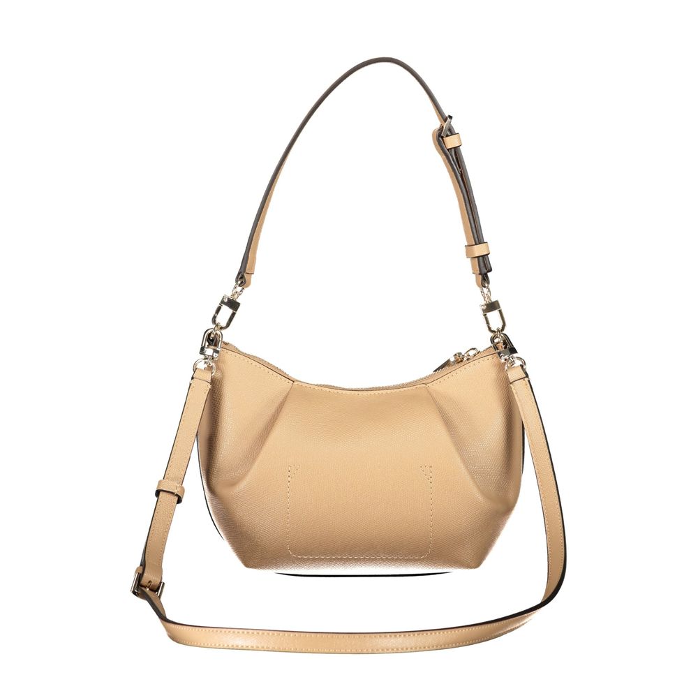 Sac à main Guess Jeans beige en polyuréthane pour femmes, élégant et tendance, avec poignées et détails modernes visibles.