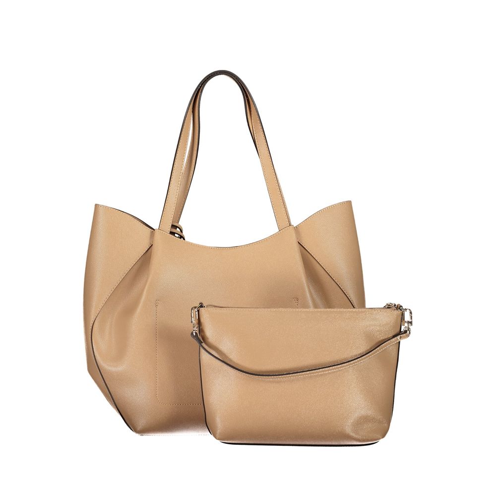 Sac à main Guess Jeans beige en polyuréthane avec poignées pour femmes, élégant et pratique pour le quotidien.