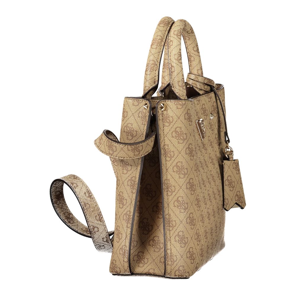 Sac à main Guess Jeans en cuir beige pour femmes, avec poignées et bandoulière, élégant et pratique.
