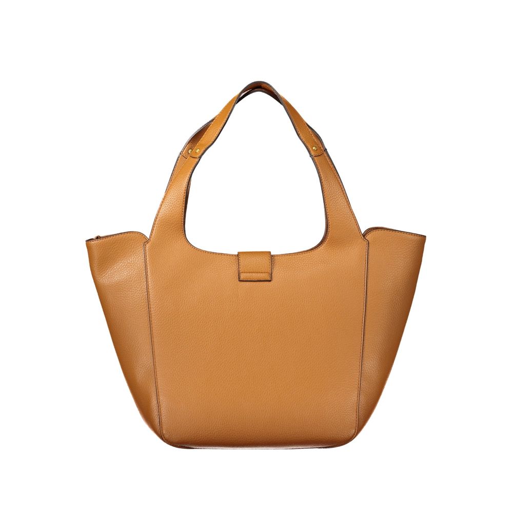 Sac à main pour femmes Guess Jeans en polyuréthane brun, sac à bandoulière élégant avec fermeture zippée et détails modernes.