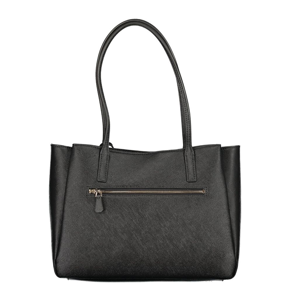 Sac à main Guess Jeans en polyuréthane noir pour femmes, élégant et tendance, avec détails modernes et design épuré.