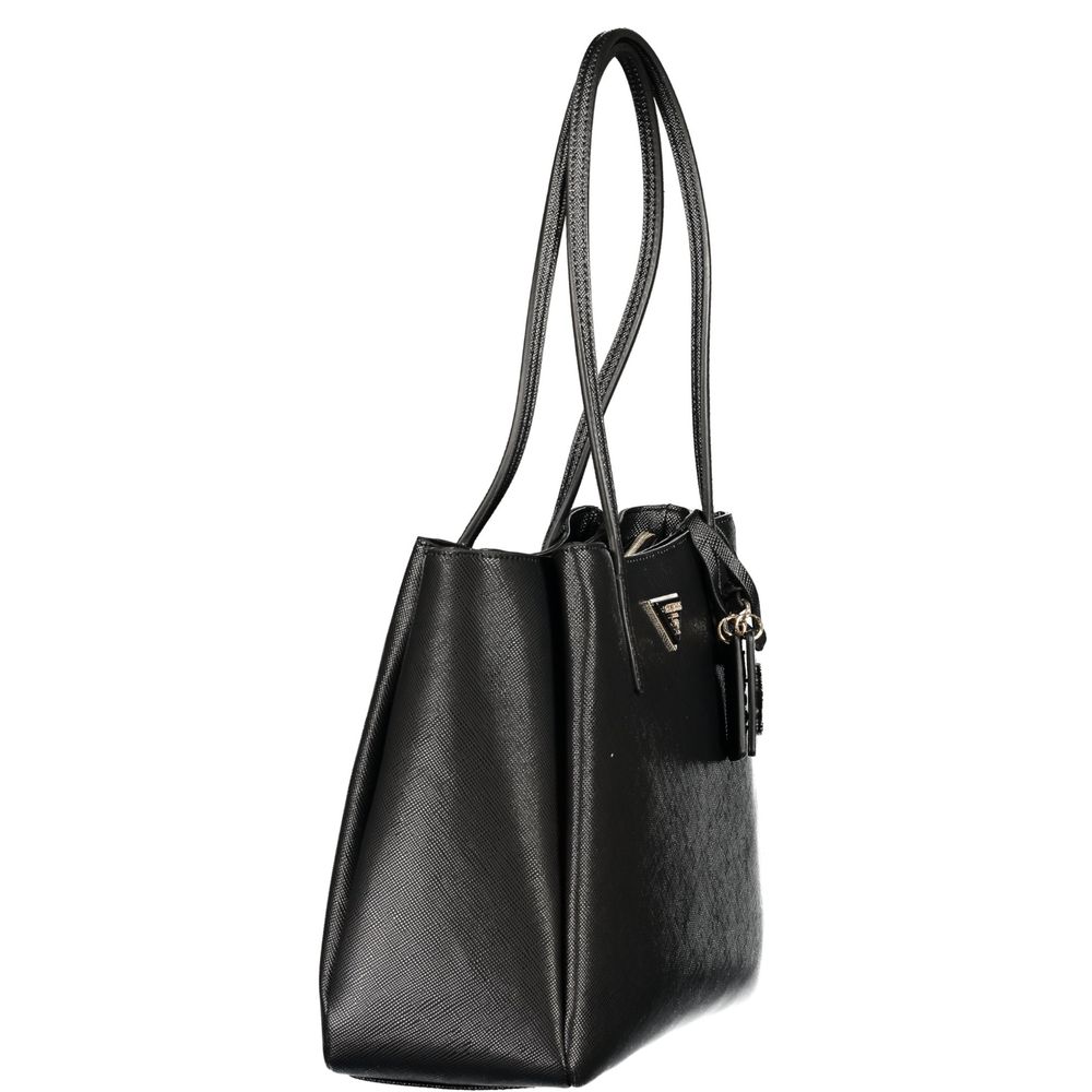 Sac à main noir en polyuréthane de Guess Jeans pour femmes, avec fermeture élégante et design moderne.
