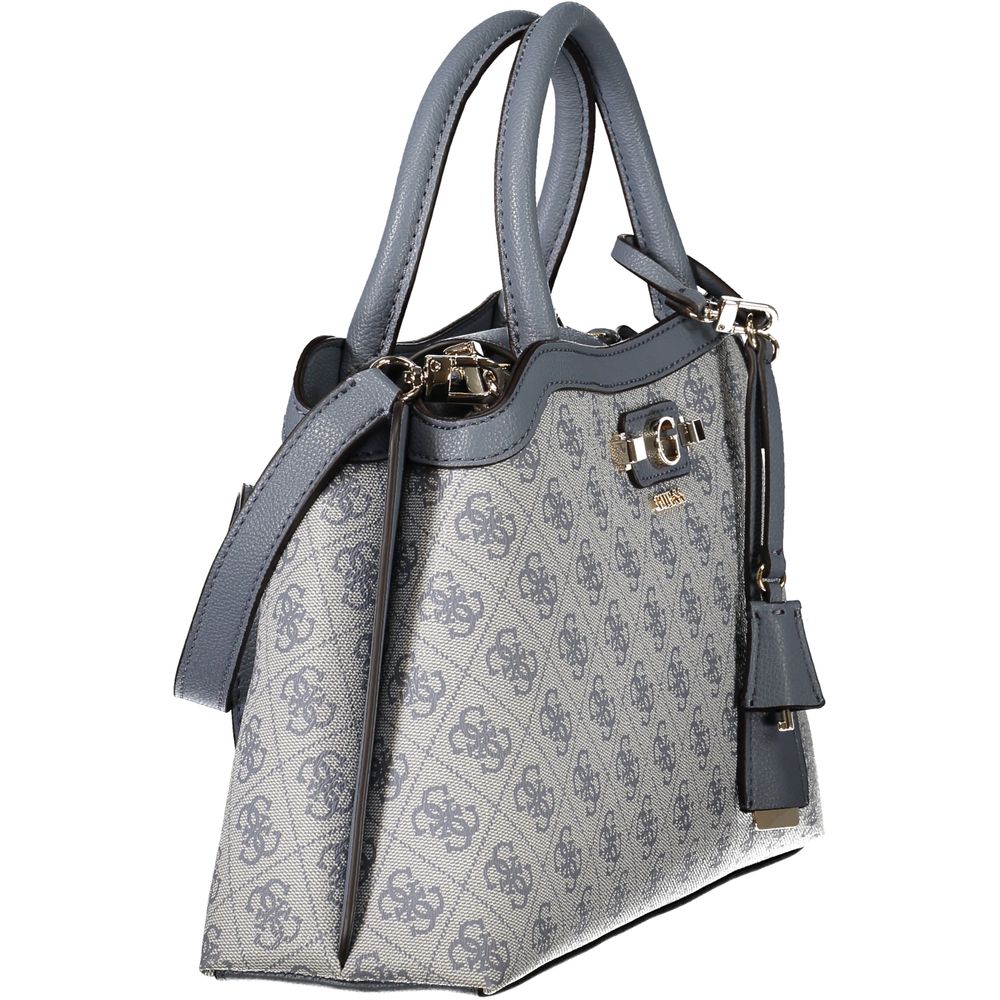 Sac à main Guess Jeans en polyuréthane bleu azur, style féminin avec détails modernes, pour un look tendance et élégant.
