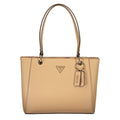 Sac à main beige Guess Jeans en polyuréthane pour femmes, avec détails élégants et poignées confortables.