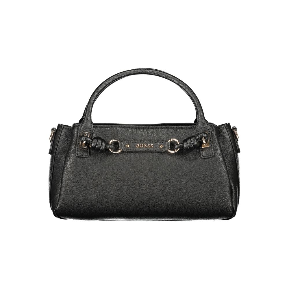 Sac à main noir en polyuréthane Guess Jeans pour femmes, avec design moderne et détails élégants.