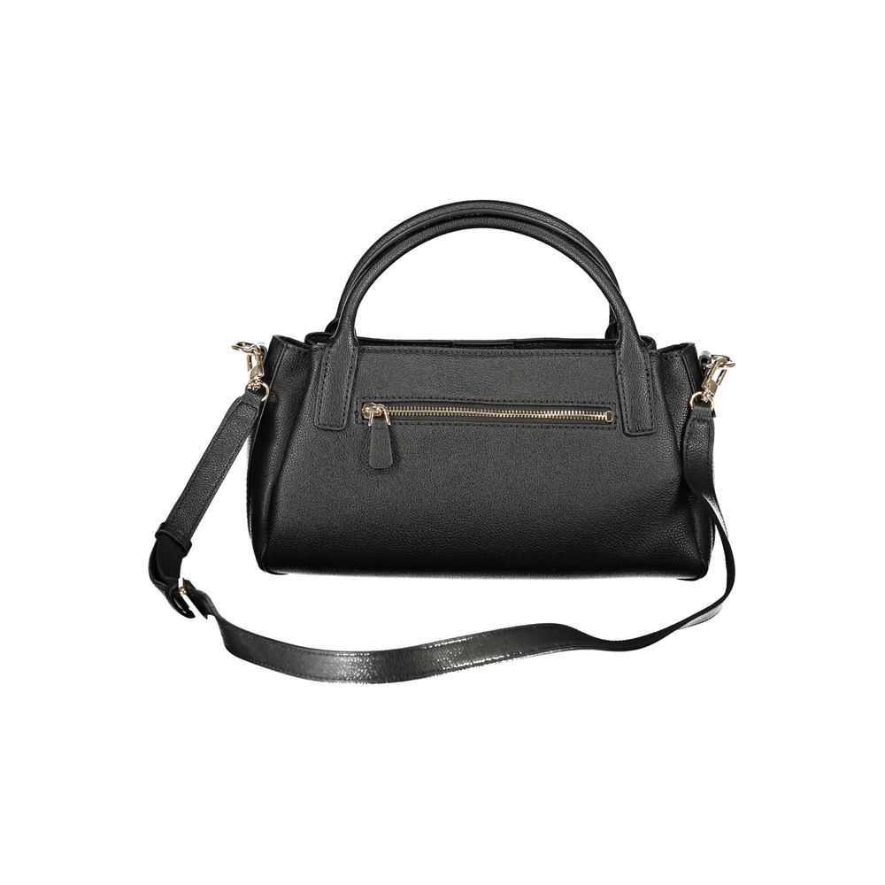Sac à main noir en polyuréthane Guess Jeans pour femme, avec design élégant et détails modernes visible dans l’image.