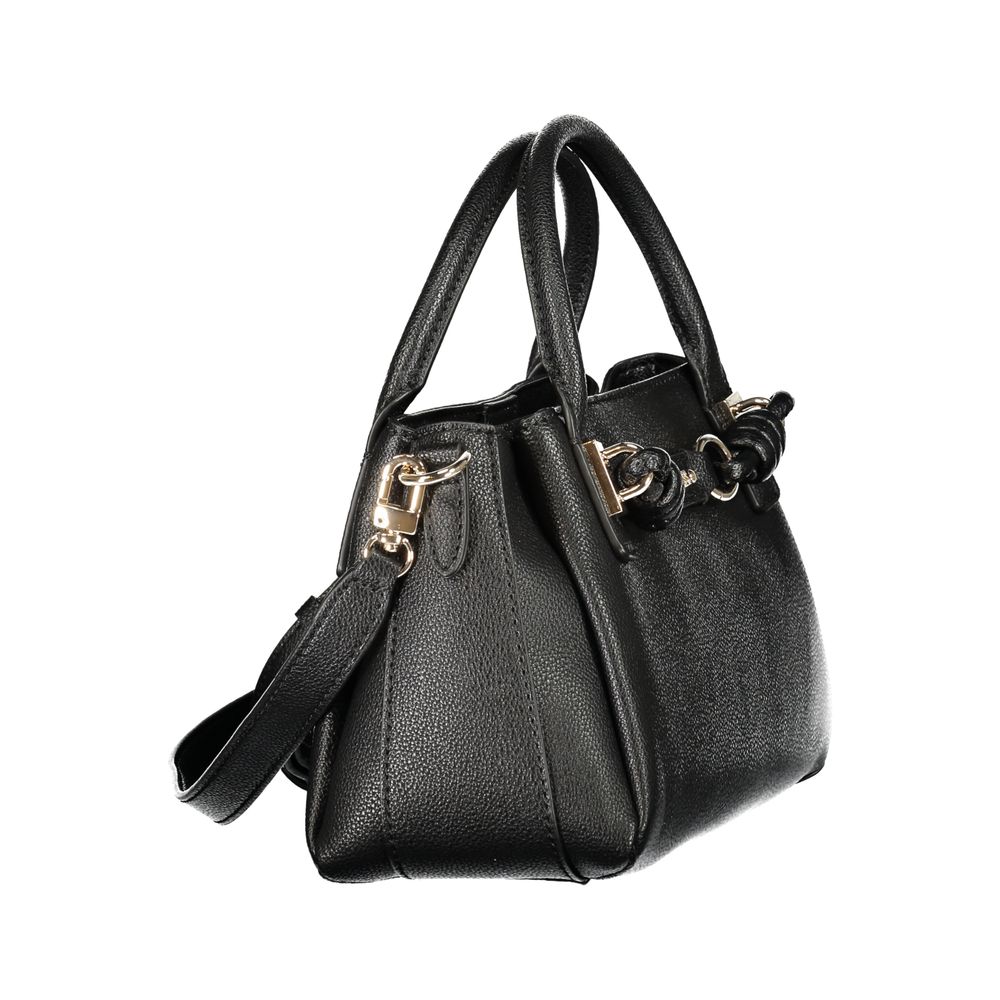 Sac à main noir en polyuréthane pour femmes de Guess Jeans, avec design élégant et détails modernes.