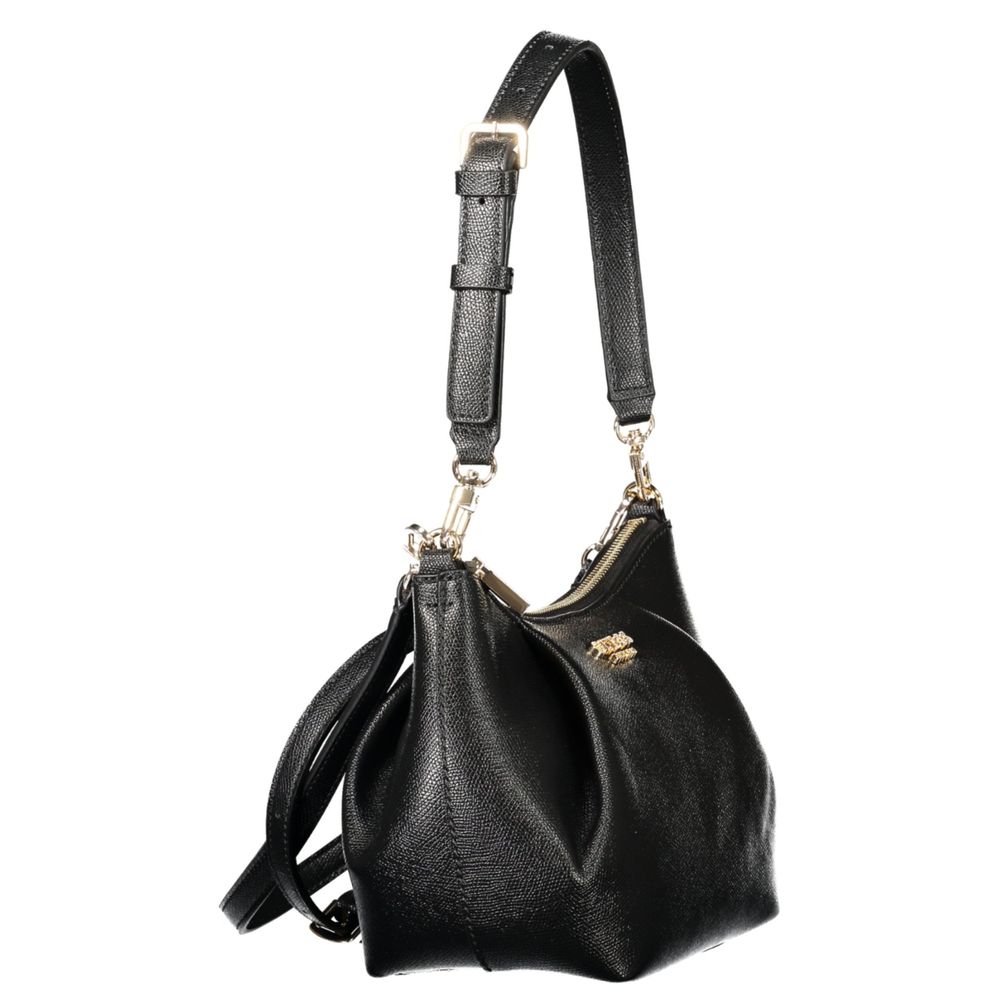 Sac à main féminin Guess Jeans noir en polyuréthane, élégant et tendance, avec poignées et détails modernes.