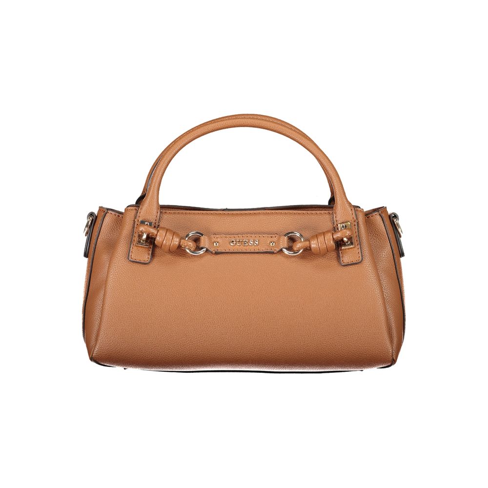 Sac pour femmes Guess Jeans en polyuréthane brun avec bandoulière réglable, élégant et pratique pour le quotidien.