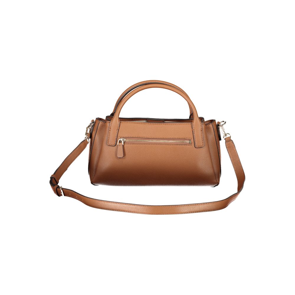 Sac à main Guess Jeans pour femmes en polyuréthane marron avec bandoulière réglable, élégant et pratique.