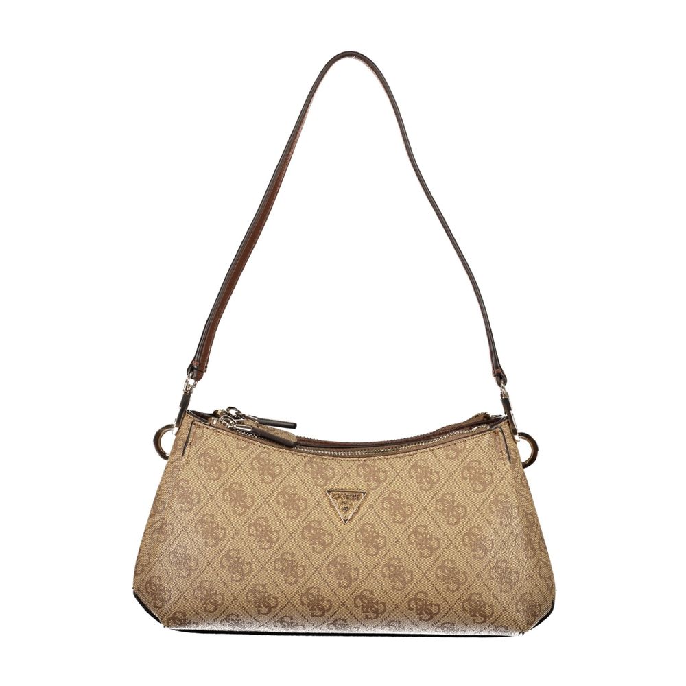 Sac à main beige en polyuréthane de Guess Jeans pour femmes, avec poignées et design élégant.