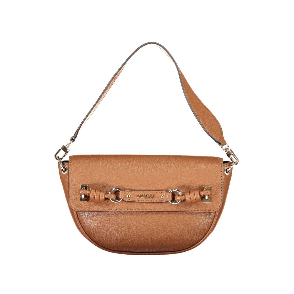 Sac à main femme Guess Jeans en polyuréthane marron, sac à bandoulière élégant avec logo Guess sur le devant.
