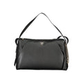 Sac à main noir en polyuréthane Guess Jeans pour femmes, avec poignées et détails tendance visible dans l’image