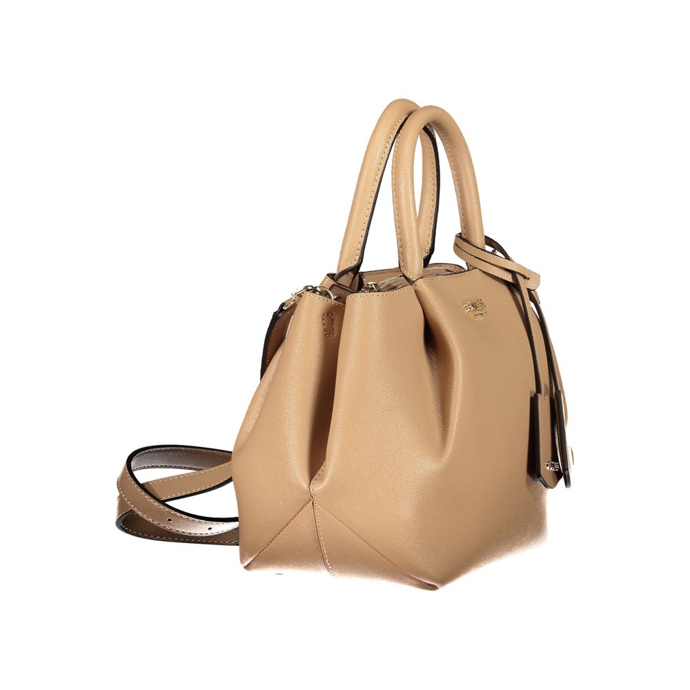 Sac à main beige Guess Jeans en polyuréthane pour femmes, avec détails élégants et compartiments spacieux.