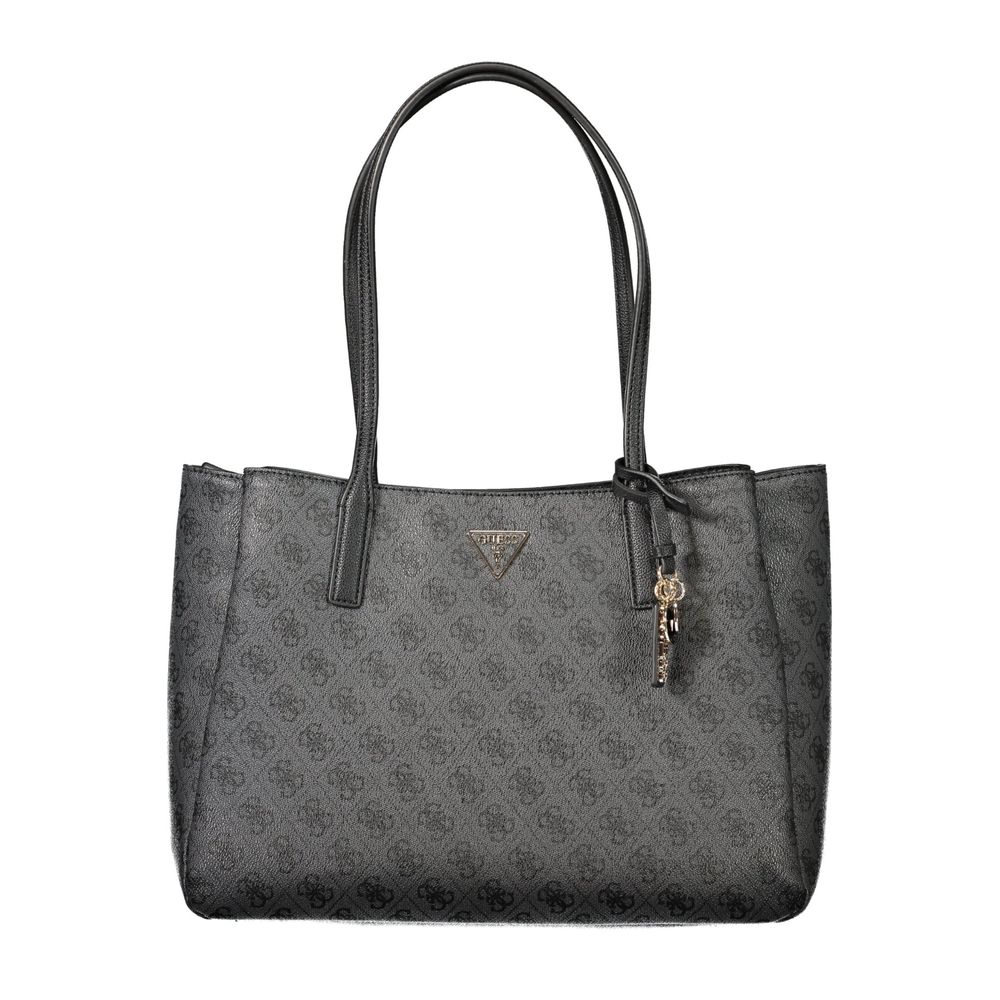 Sac à main noir en polyurethane Guess Jeans pour femme, élégant et moderne, avec détails tendance visible sur l'image.
